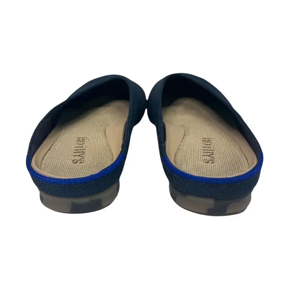 Rothys The Point Shoe Womens 7.5 Navy Knit Pointed Toe Mule Flats Washable Chic